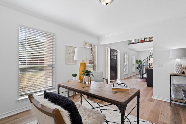 8423 Racine Trl, Austin, TX 78717 - office with healthy amount of natural light, ornamental molding, baseboards, and light wood-type flooring