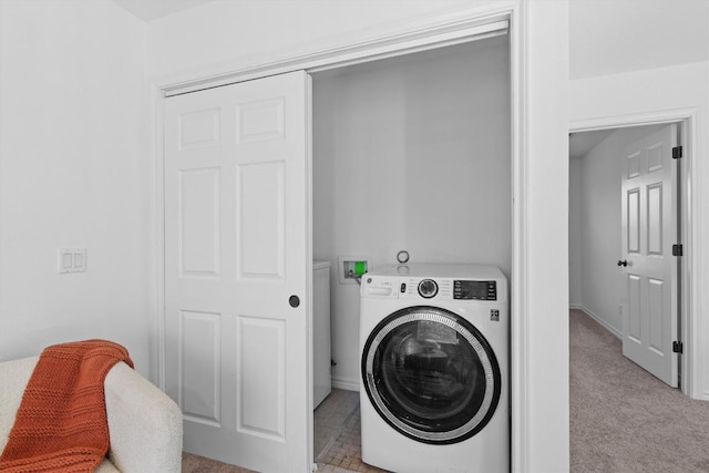 8423 Racine Trl, Austin, TX 78717 - laundry room with washer / clothes dryer and carpet floors