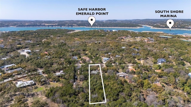 5709 Hudson Bend Rd, Austin, TX 78734 - aerial view of property's location featuring a nearby body of water and property parcel outlined