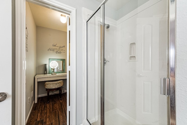 2502 Grey Kirby Dr, League City, TX 77573 - full bath featuring a shower stall and wood finished floors