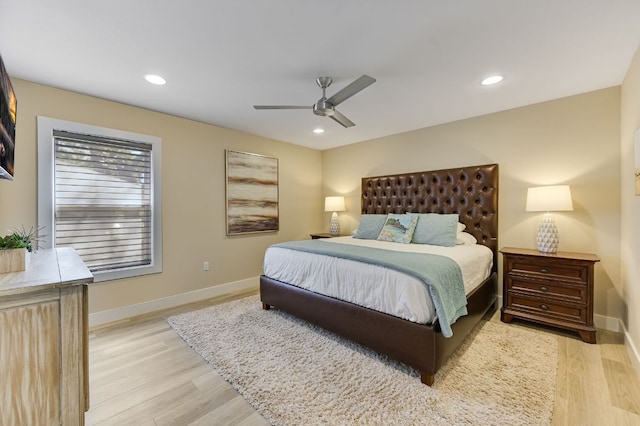 8702 Silverhill Ln, Austin, TX 78759 - bedroom featuring light wood finished floors, recessed lighting, and ceiling fan