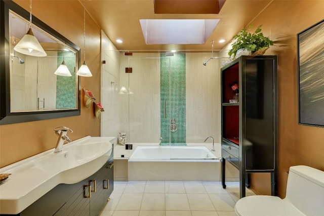 2208 Mountain View Rd, Austin, TX 78703 - bathroom featuring tile patterned flooring, vanity, toilet, and combined bath / shower with glass door