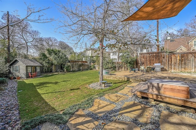 2208 Mountain View Rd, Austin, TX 78703 - view of yard featuring an outbuilding and a patio