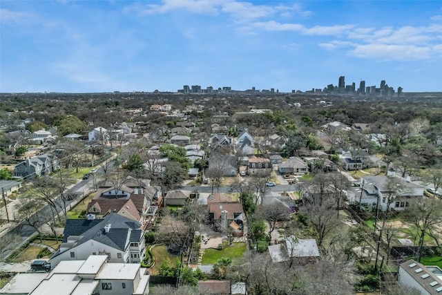 2208 Mountain View Rd, Austin, TX 78703 - aerial overview of property's location with nearby suburban area and city skyline