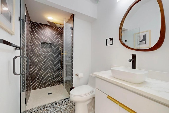 4800 Prock Ln Unit A, Austin, TX 78721 - bathroom with vanity, toilet, and a stall shower