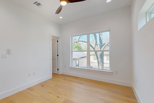 4800 Prock Ln Unit A, Austin, TX 78721 - empty room with a ceiling fan, light wood-type flooring, baseboards, and recessed lighting