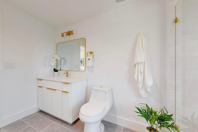 4800 Prock Ln Unit A, Austin, TX 78721 - bathroom featuring vanity, tile patterned flooring, toilet, baseboards, and tiled shower