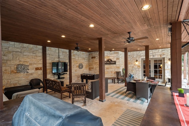 4403 Elohi Dr, Austin, TX 78746 - view of patio featuring outdoor dining space, ceiling fan, and an outdoor living space