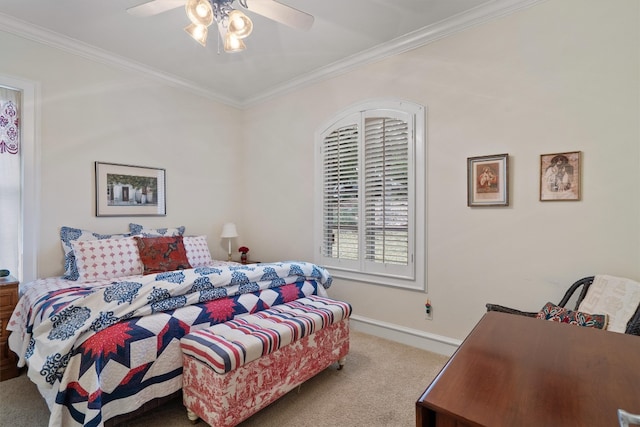 4403 Elohi Dr, Austin, TX 78746 - carpeted bedroom featuring crown molding and ceiling fan