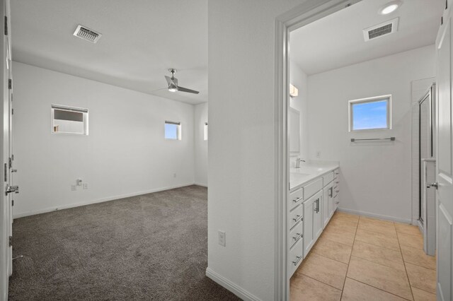 5809 Charles Merle Dr Unit B, Austin, TX 78747 - full bathroom with ceiling fan, plenty of natural light, vanity, and an enclosed shower
