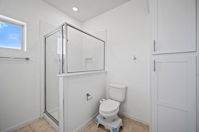 5809 Charles Merle Dr Unit B, Austin, TX 78747 - full bath with a shower stall, toilet, tile patterned floors, and baseboards