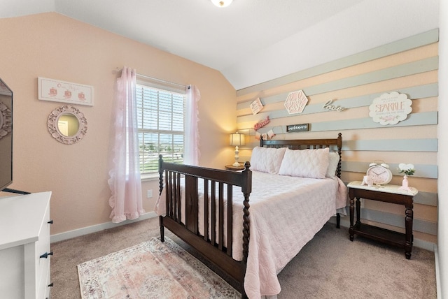 386 Nautical Loop, Kyle, TX 78640 - bedroom with vaulted ceiling, carpet flooring, and baseboards
