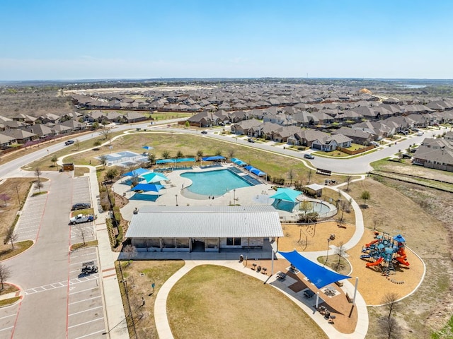 386 Nautical Loop, Kyle, TX 78640 - aerial view of residential area featuring a pool area