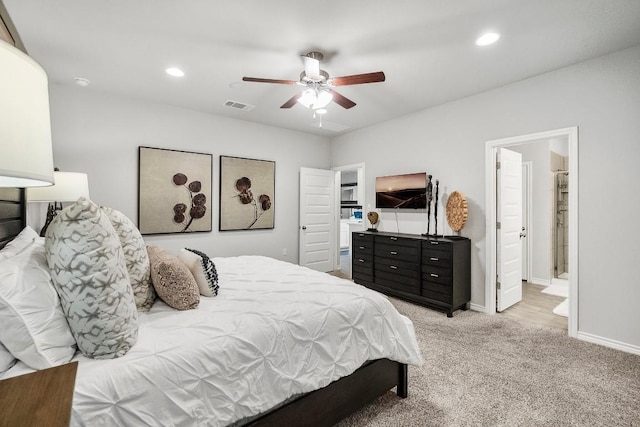 1405 Ambler Dr, Austin, TX 78753 - carpeted bedroom featuring recessed lighting and a ceiling fan