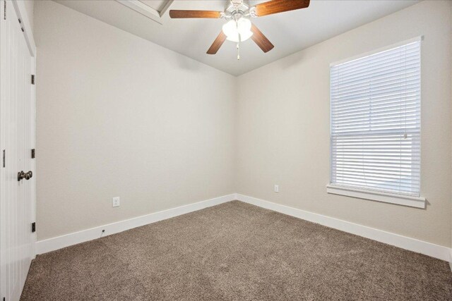 7508 Pantherpaw St, Austin, TX 78757 - spare room with a ceiling fan, carpet, and lofted ceiling