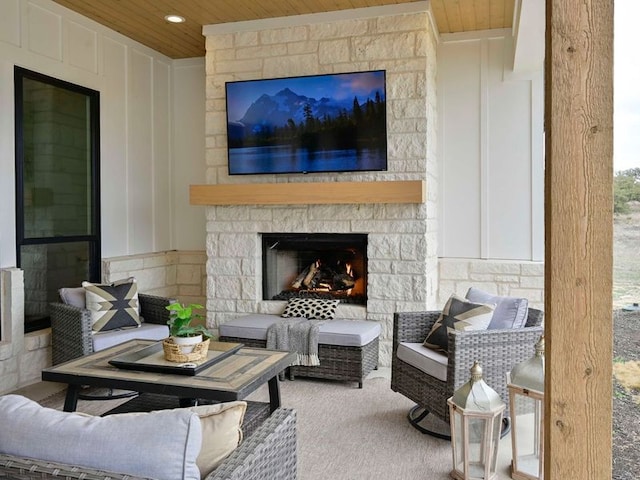 871 Blackbuck Ridge Dr, Lampasas, TX 76550 - view of patio / terrace featuring an outdoor living space with a fireplace