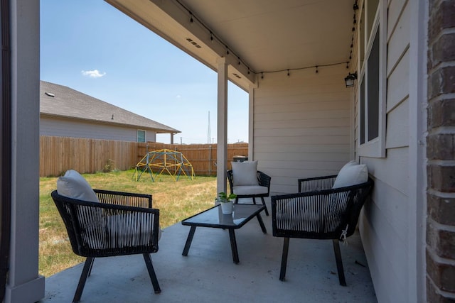 321 Cherry Laurel Ln, Kyle, TX 78640 - view of patio with a playground and a fenced backyard