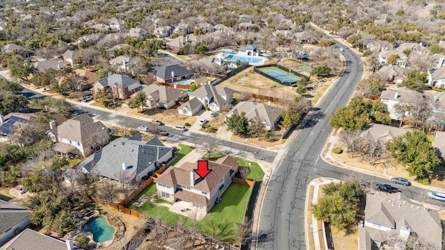 9201 Cessna Ln, Austin, TX 78717 - aerial view of property and surrounding area with nearby suburban area and a pool area