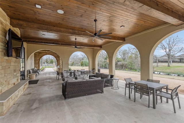 1737 Kerr Valley Ln, College Station, TX 77845 - view of patio / terrace featuring outdoor dining area, outdoor lounge area, and ceiling fan