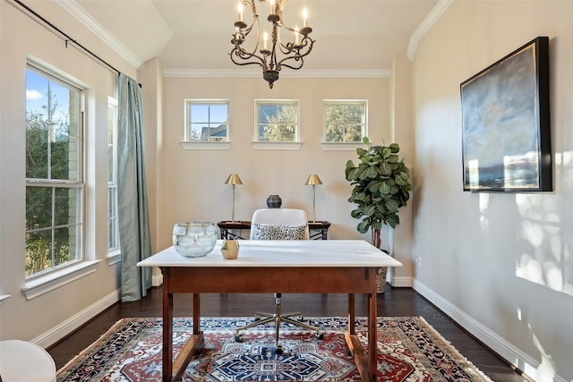 9525 Stratus Dr, Dripping Springs, TX 78620 - home office featuring plenty of natural light, baseboards, and ornamental molding