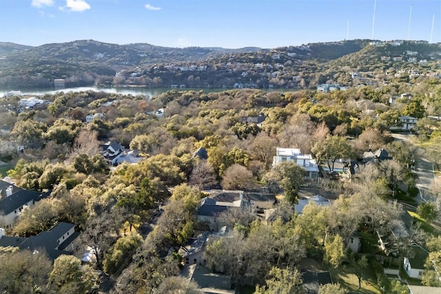 3506 Clearview Dr, Austin, TX 78703 - aerial view of property and surrounding area with a water and mountain view