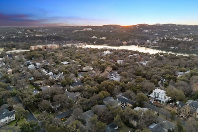 3506 Clearview Dr, Austin, TX 78703 - aerial view at dusk of a water and mountain view