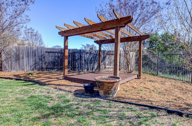120 Mountain Laurel Way, Austin, TX 78737 - fenced backyard featuring a wooden deck and a pergola