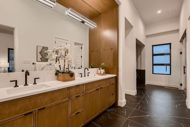 106 Bella Montagna Cir, Austin, TX 78734 - bathroom with double vanity and tile patterned flooring