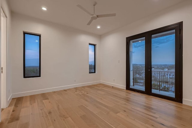106 Bella Montagna Cir, Austin, TX 78734 - spare room featuring ceiling fan, light wood-type flooring, and recessed lighting