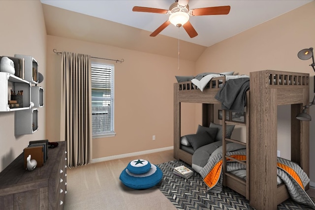 2829 Homecoming, Leander, TX 78641 - bedroom with carpet, lofted ceiling, and a ceiling fan