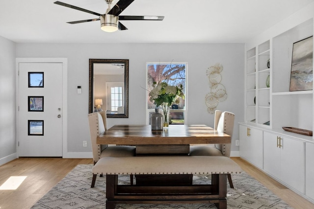 5307 Halmark Dr, Austin, TX 78723 - dining area with light wood-type flooring and ceiling fan