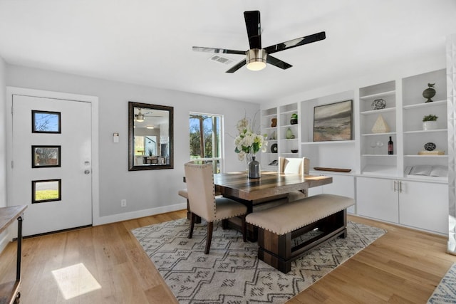 5307 Halmark Dr, Austin, TX 78723 - dining area with ceiling fan and light wood finished floors