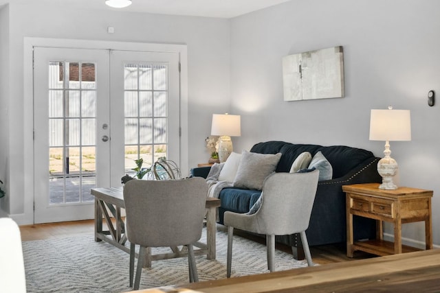 5307 Halmark Dr, Austin, TX 78723 - living room featuring healthy amount of natural light, french doors, and wood finished floors