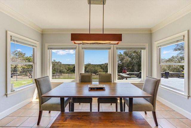 14415 Echo Blf, Austin, TX 78737 - dining area featuring light tile patterned flooring and ornamental molding