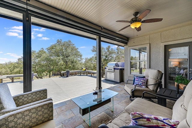 14415 Echo Blf, Austin, TX 78737 - sunroom featuring stone tile floors