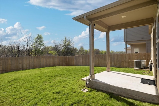 12024 Roving Pass, Elgin, TX 78621 - view of yard featuring central air condition unit and a patio area