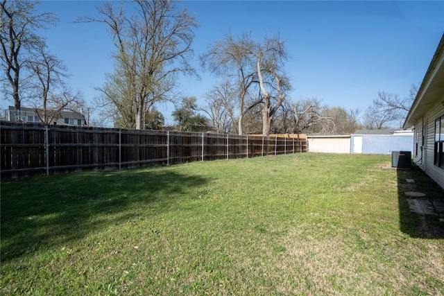1510 Prather St, Taylor, TX 76574 - view of yard featuring central air condition unit and a fenced backyard
