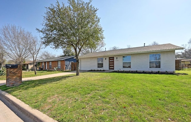 5907 Glenhollow Path, Austin, TX 78745 - single story home featuring driveway, a garage, a front yard, and brick siding