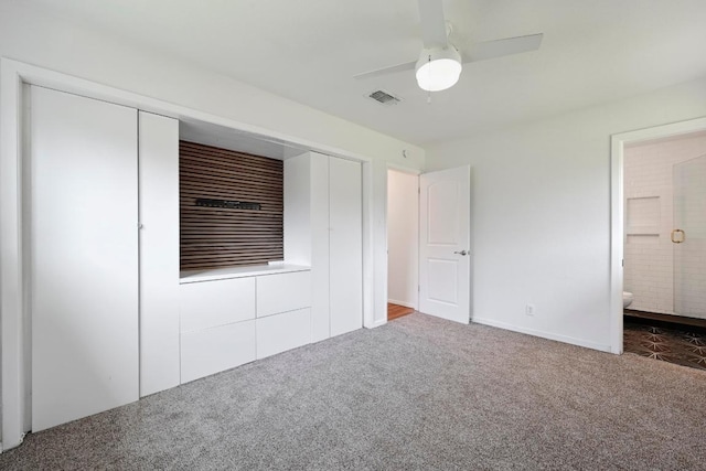 5907 Glenhollow Path, Austin, TX 78745 - unfurnished bedroom with carpet, ensuite bathroom, ceiling fan, and a closet