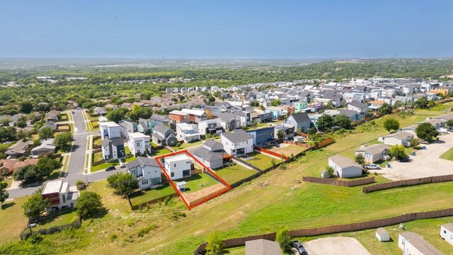 5809 Toscana Ave, Austin, TX 78724 - aerial perspective of suburban area with property boundaries highlighted