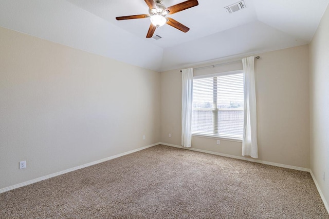 2532 Santa Barbara Loop, Round Rock, TX 78665 - unfurnished room featuring ceiling fan, light colored carpet, baseboards, and vaulted ceiling