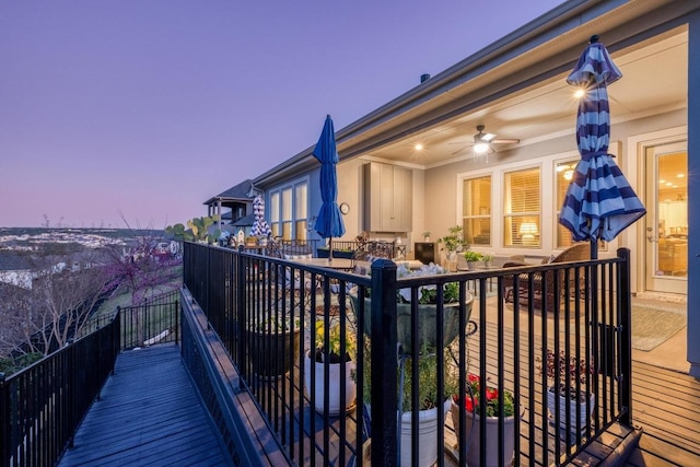 3204 Venezia Vw, Leander, TX 78641 - balcony at dusk featuring ceiling fan