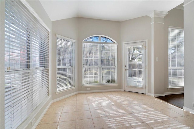 5201 Keene Cv, Austin, TX 78730 - unfurnished sunroom featuring vaulted ceiling