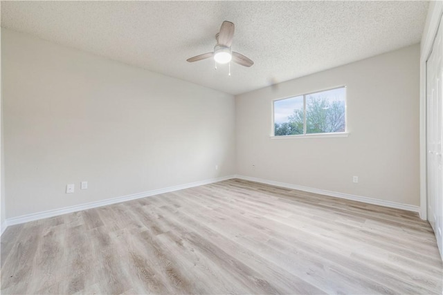 3901 Skipton Dr, Austin, TX 78727 - spare room featuring a textured ceiling, a ceiling fan, and light wood finished floors