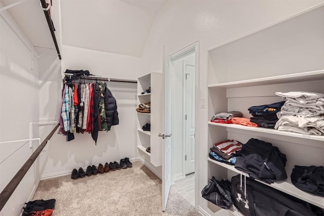 walk in closet with carpet floors