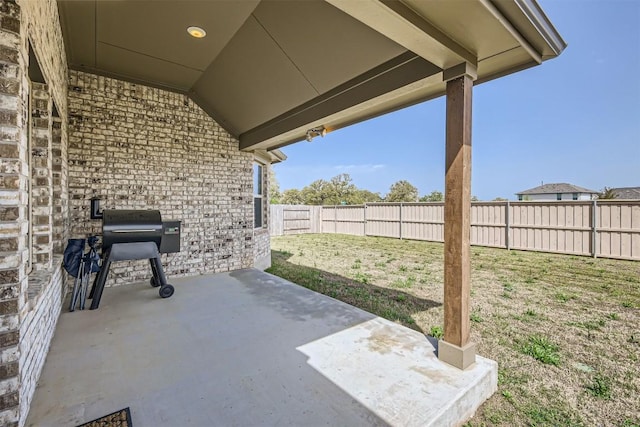view of patio / terrace with a fenced backyard and grilling area