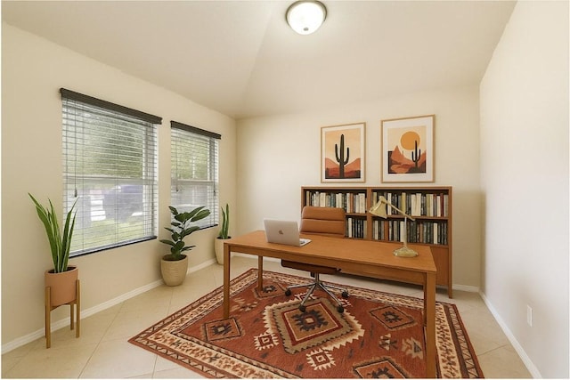 300 Wincliff Dr, Buda, TX 78610 - office with light tile patterned flooring and lofted ceiling