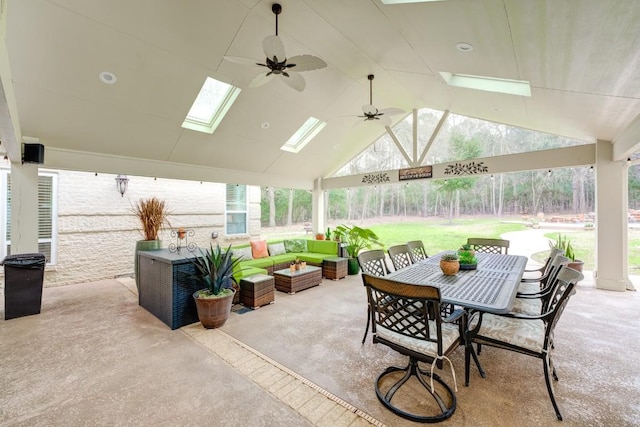 14904 Oak Shores Dr, Willis, TX 77318 - view of patio / terrace featuring outdoor lounge area, ceiling fan, outdoor dining area, and a gazebo