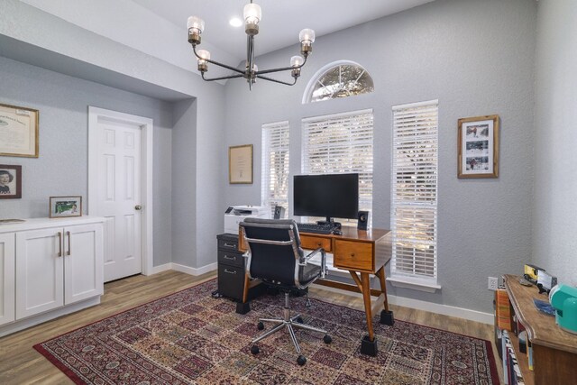30228 Saint Andrews Dr, Georgetown, TX 78628 - office space with a chandelier and wood finished floors