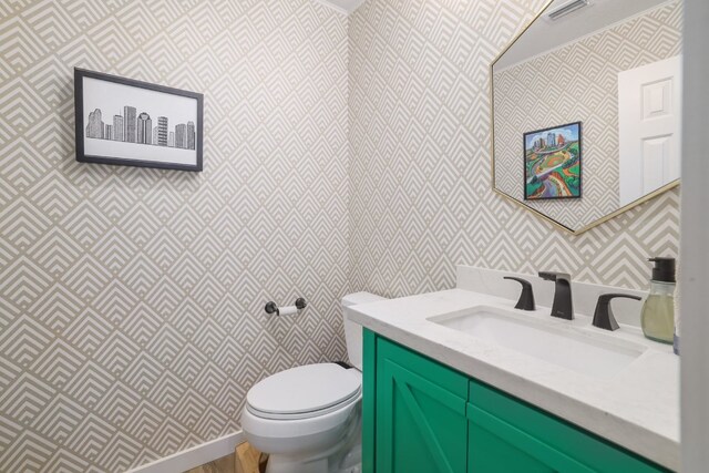 30228 Saint Andrews Dr, Georgetown, TX 78628 - bathroom with wallpapered walls and vanity